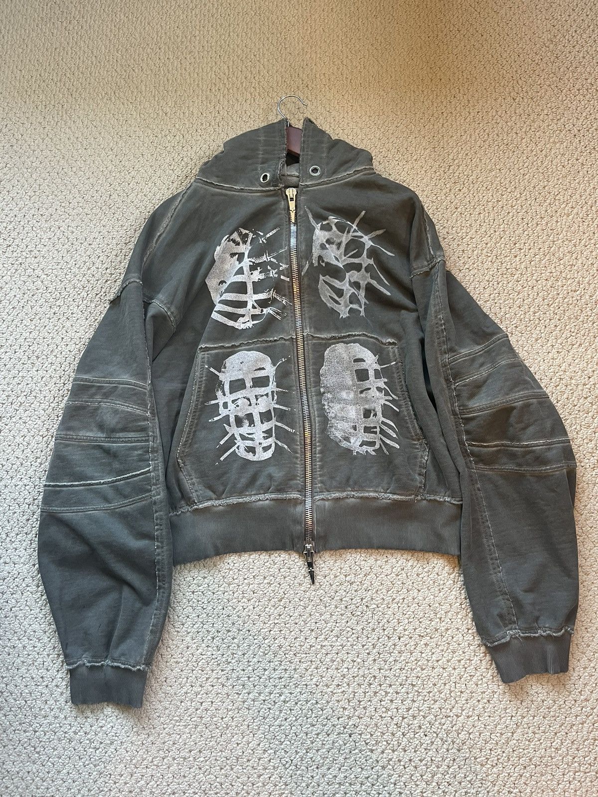image of Shine Luxury Studios ‘Golope’ Zipper Armour Hoodie in Grey, Men's (Size Large)