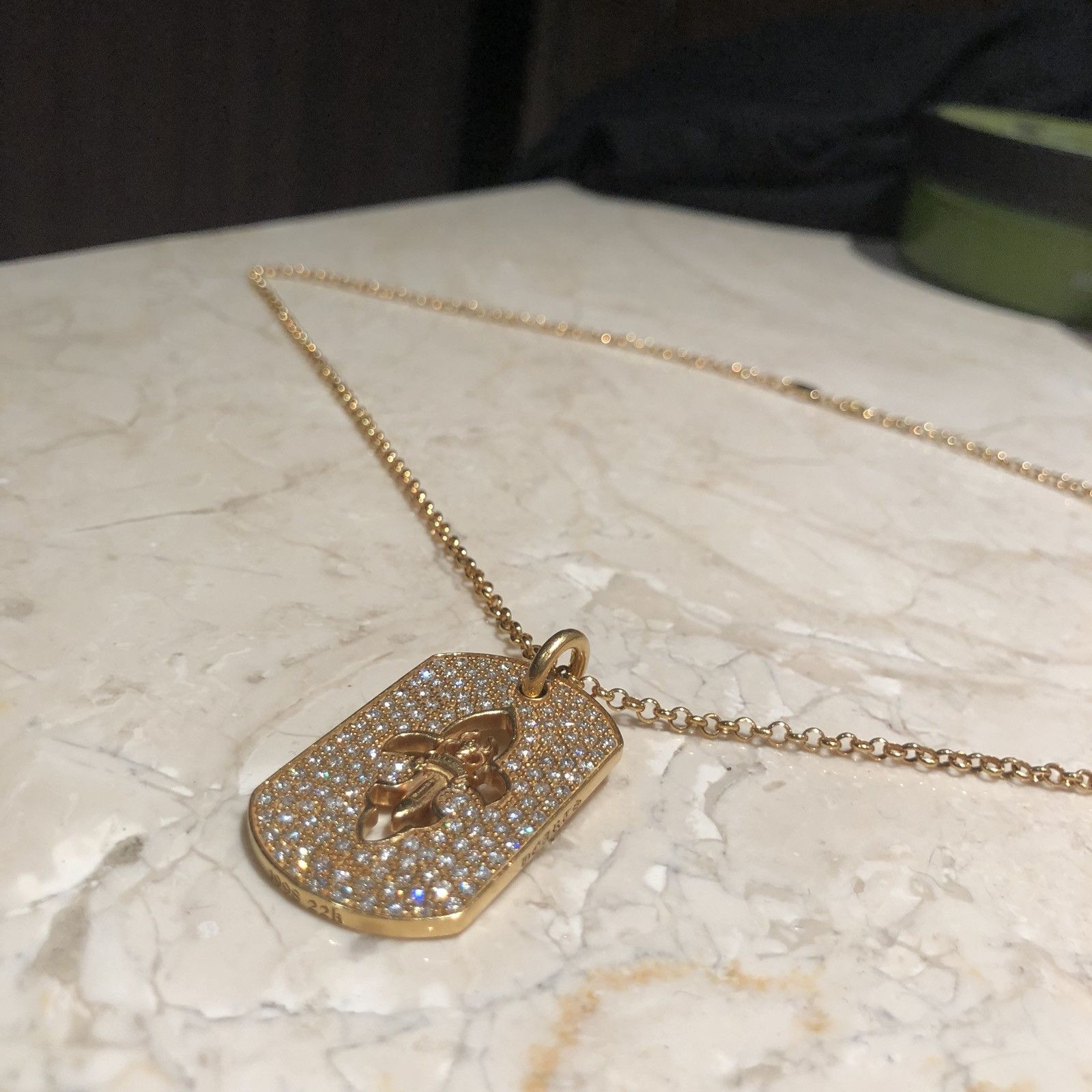 Chrome Hearts 22k Gold Dagger Dog Tag With Paved Diamonds Size ONE SIZE - 1 Thumbnail