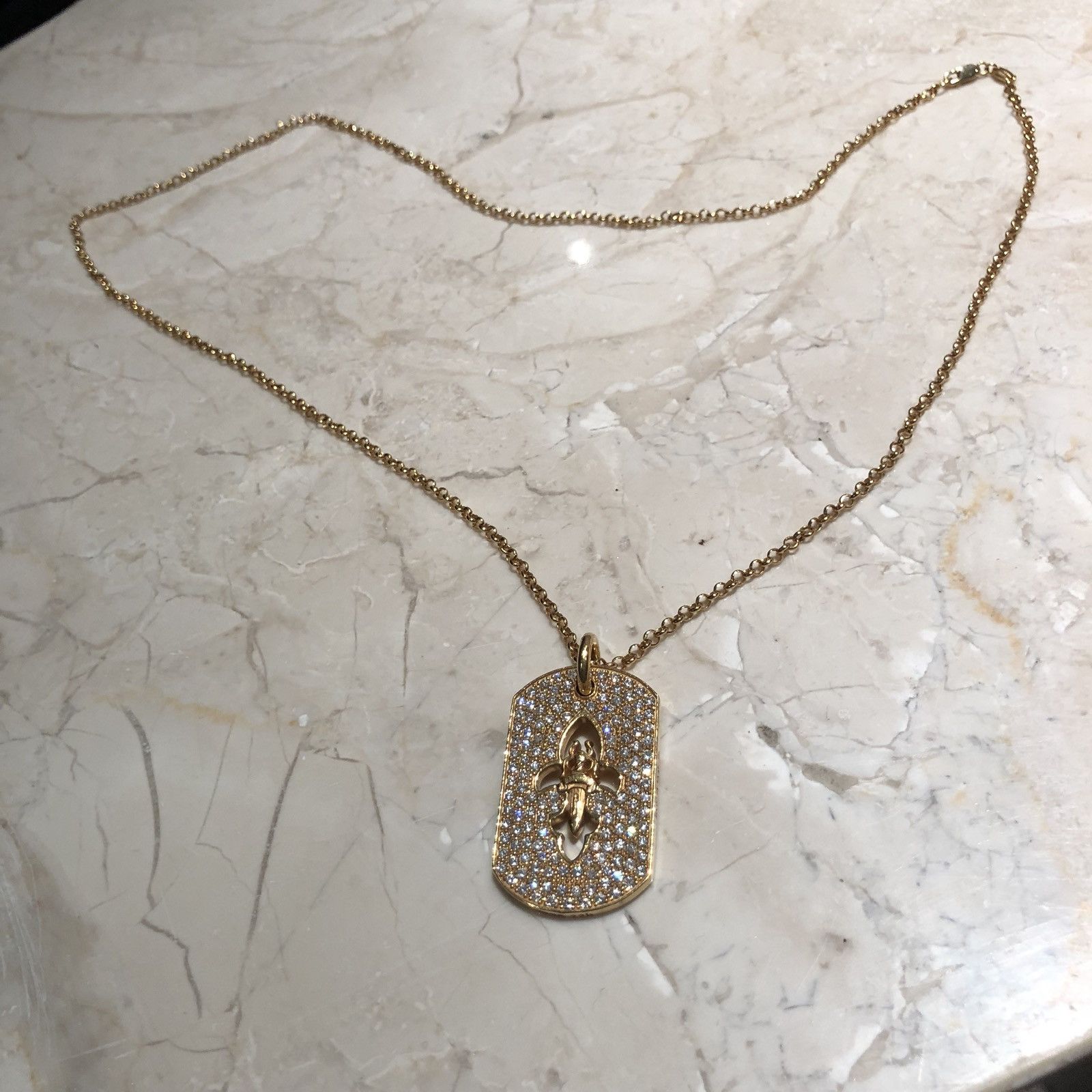 Chrome Hearts 22k Gold Dagger Dog Tag With Paved Diamonds Size ONE SIZE - 4 Thumbnail