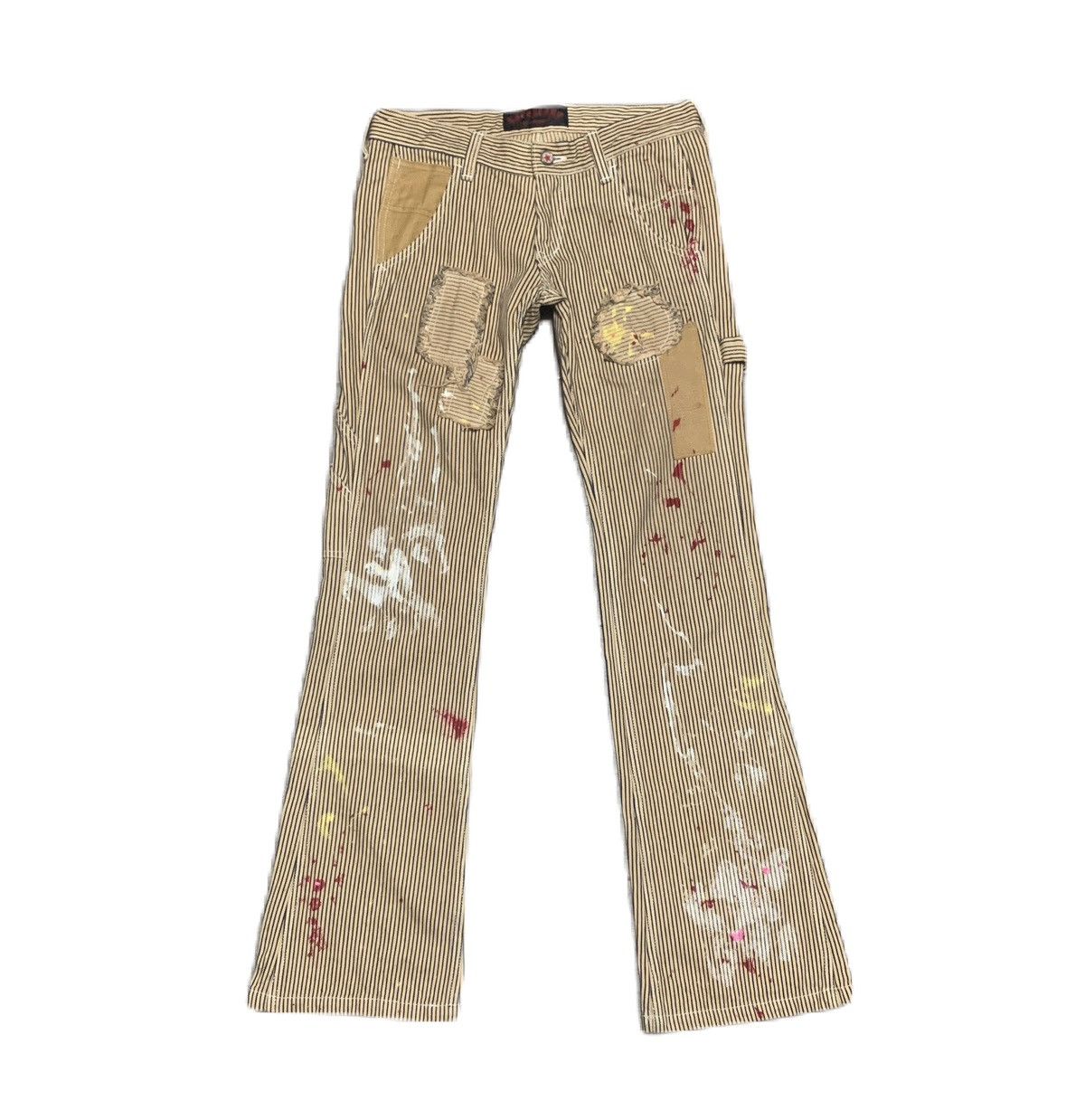 Japanese Brand Vintage Inspired Kapital Hickory Painted Flare Bootcut Pants Size US 32 / EU 48 - 1 Thumbnail