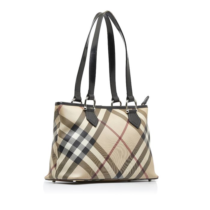 BURBERRY Nova Check Tote Bag Nylon Red Auth ti885