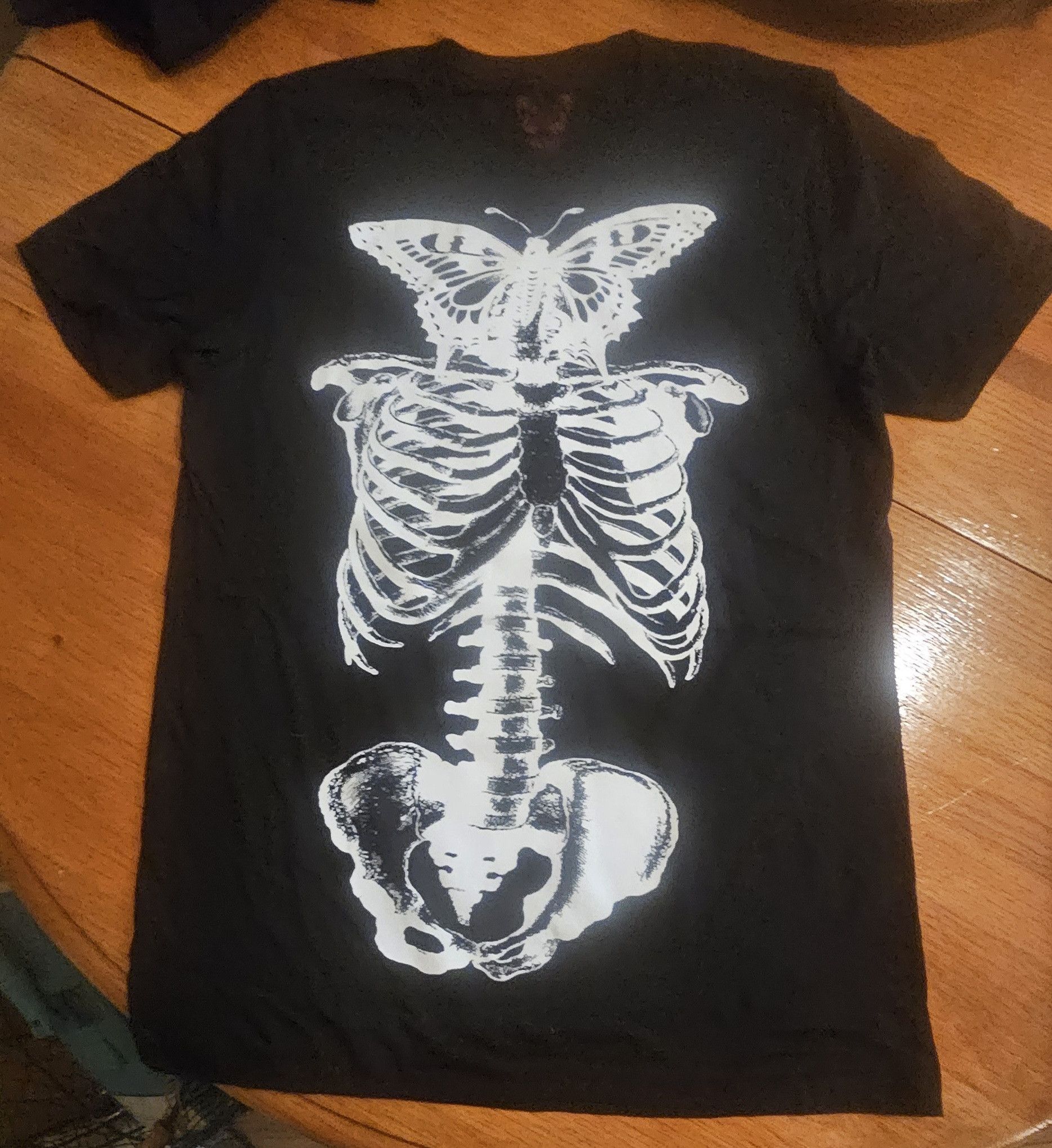 image of Xl Playboi Carti Awge Butterfly Skeleton 2017 Tour Merch Tee in Black White, Men's