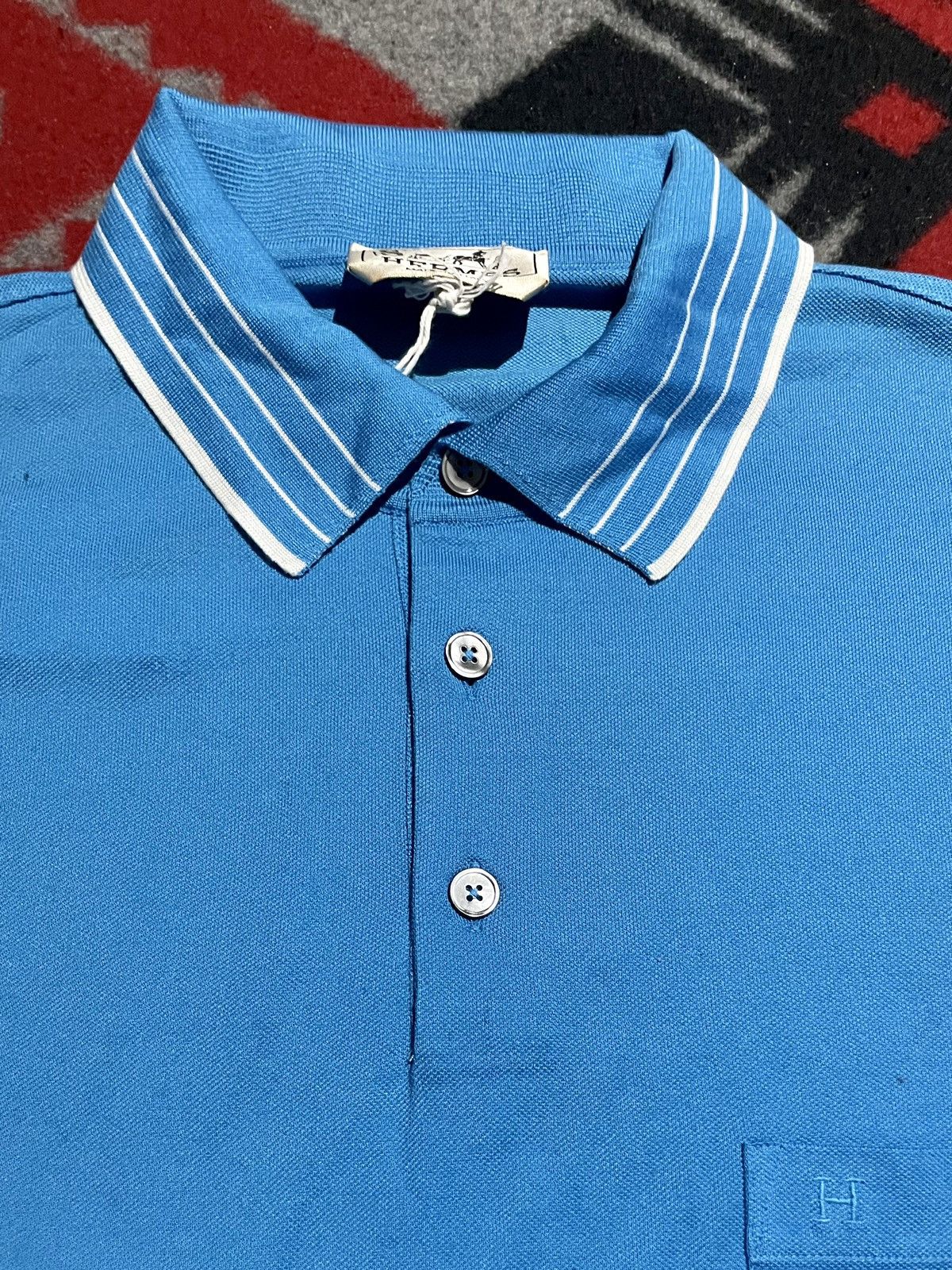 Hermes Blue Cotton Polo Shirt Size US XXL / EU 58 / 5 - 2 Thumbnail
