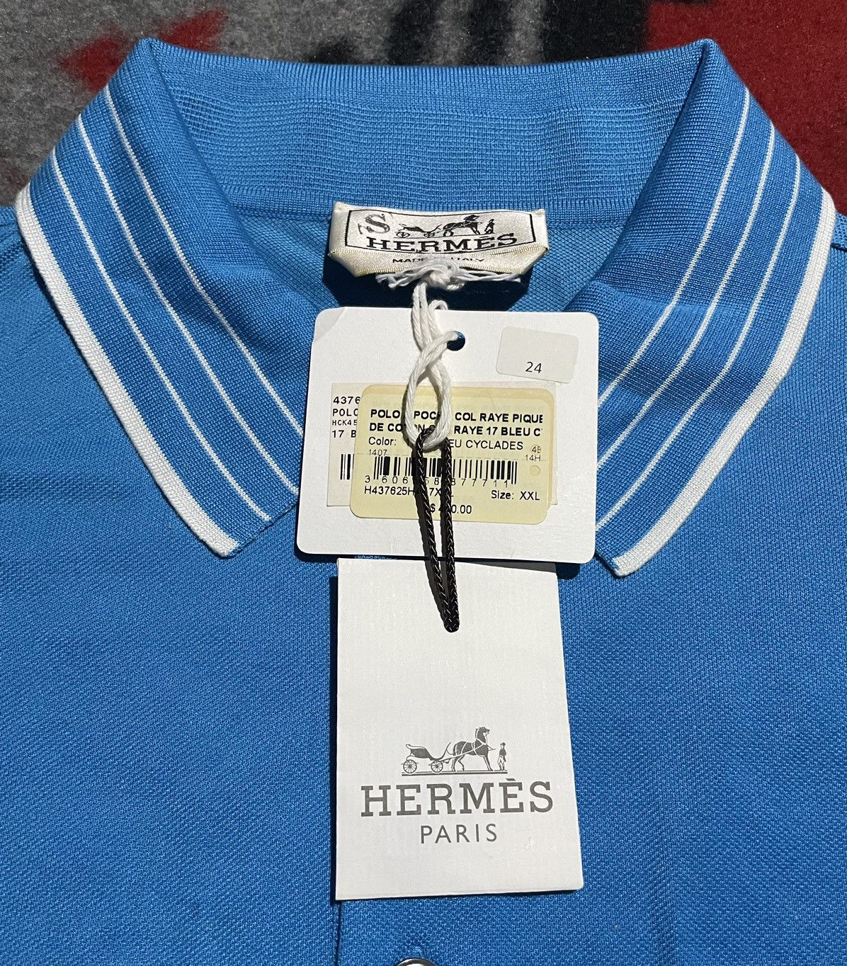 Hermes Blue Cotton Polo Shirt Size US XXL / EU 58 / 5 - 5 Thumbnail
