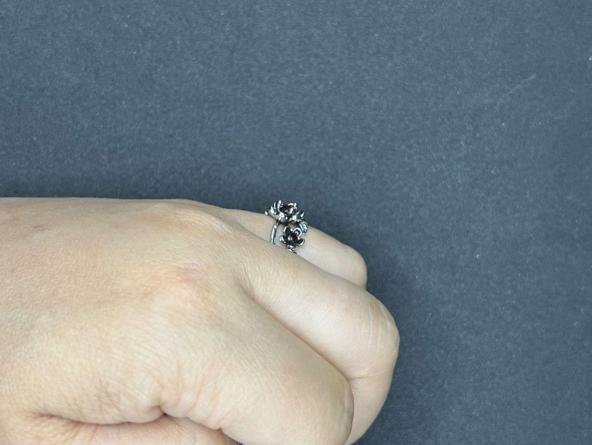 Vintage Red Cz flower Tibetan silver ring - size 8.5 Size ONE SIZE - 4 Thumbnail