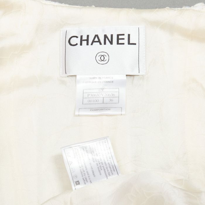 Chanel CHANEL 07P off white tweed gold CC logo braid trim 4 pocket