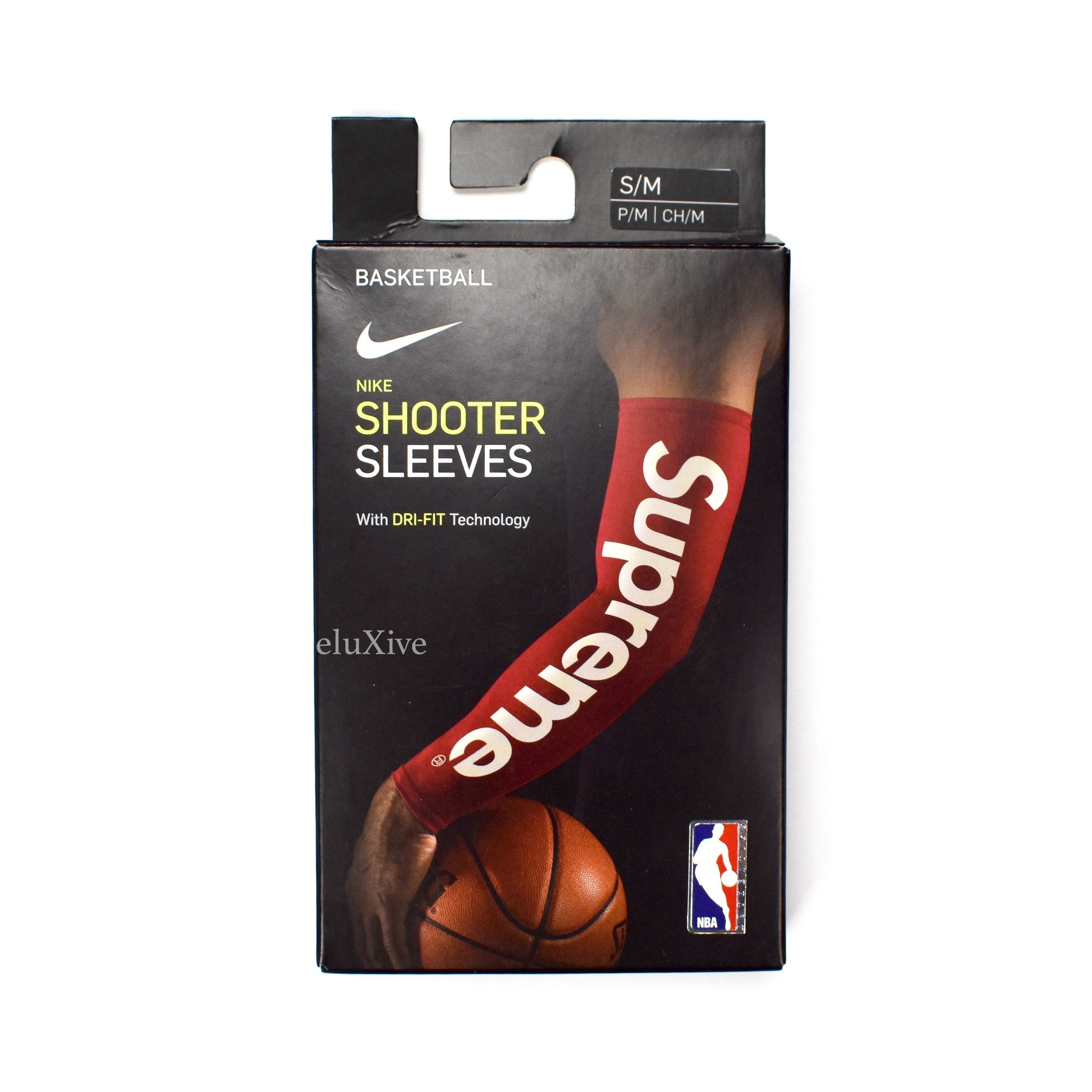 NBA × Nike × Supreme Red Box Logo NBA Shooting Sleeves S/M DS 