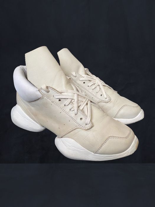 ADIDAS x RICK OWENS SS14 Size 10.5 Vicious White Black Taupe Color Block Leather Chunky Sole Sneakers main image 0