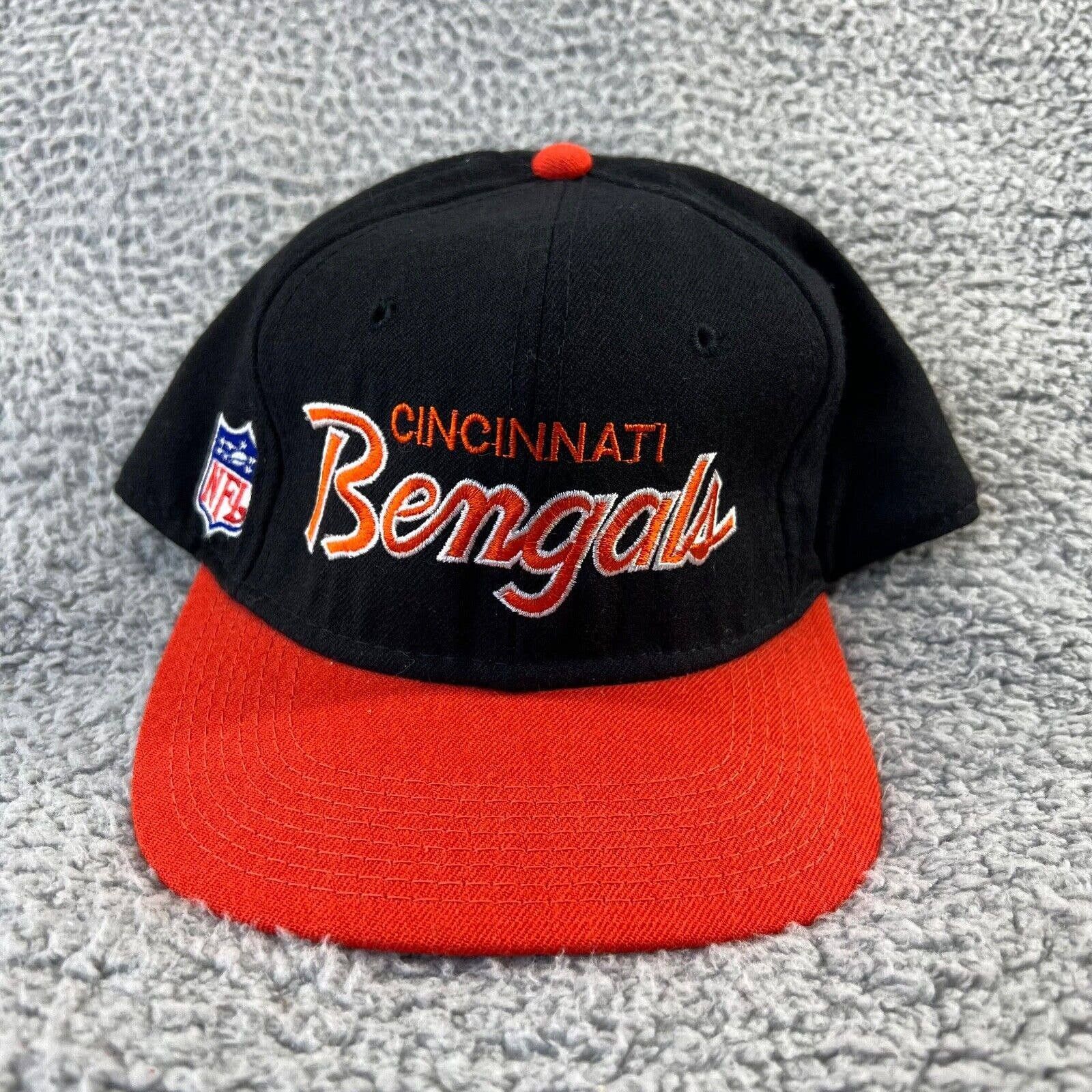 Vintage Sports Specialties NFL Cincinnati Bengals Wool Script Snapback Hat  NWT