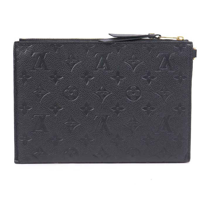 LOUIS VUITTON Melanie MM Monogram Empreinte Clutch Bag Black