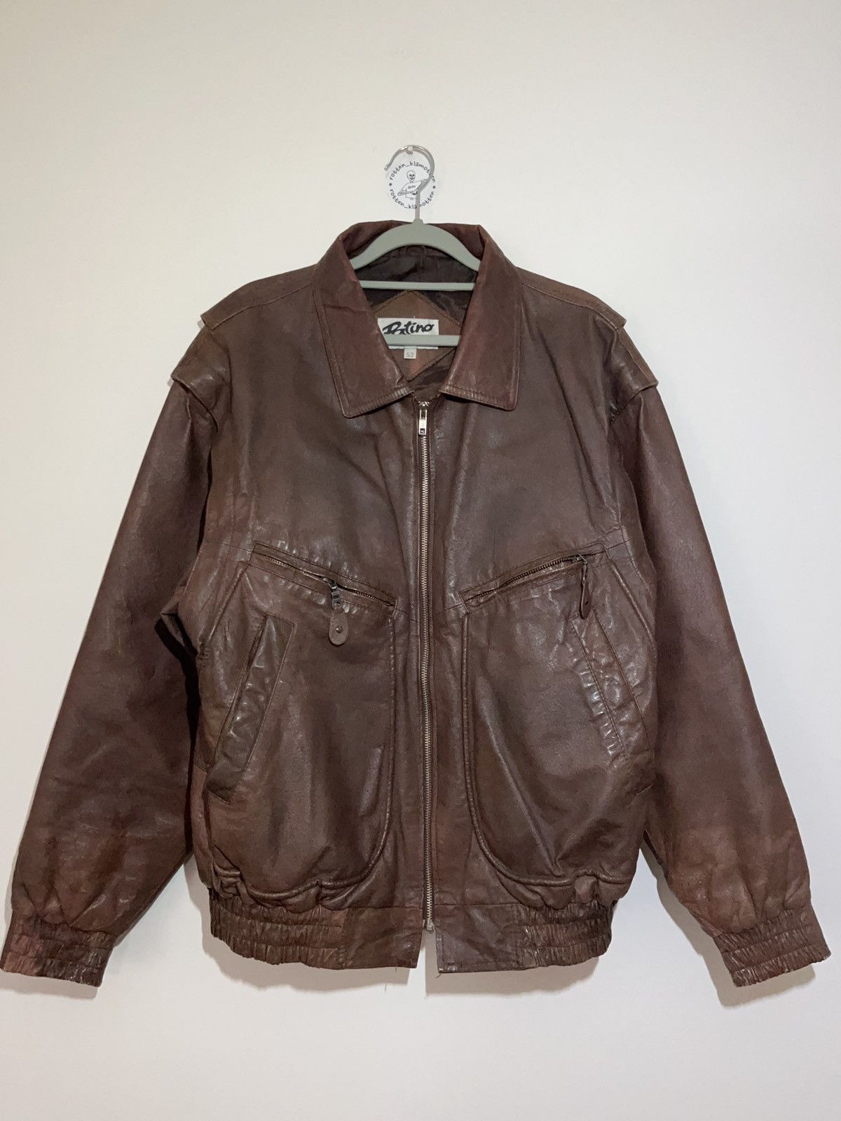 image of Avant Garde x Genuine Leather Brown Leather Faded Bomber Jacket Detachable Sleeves Hype (Size Large