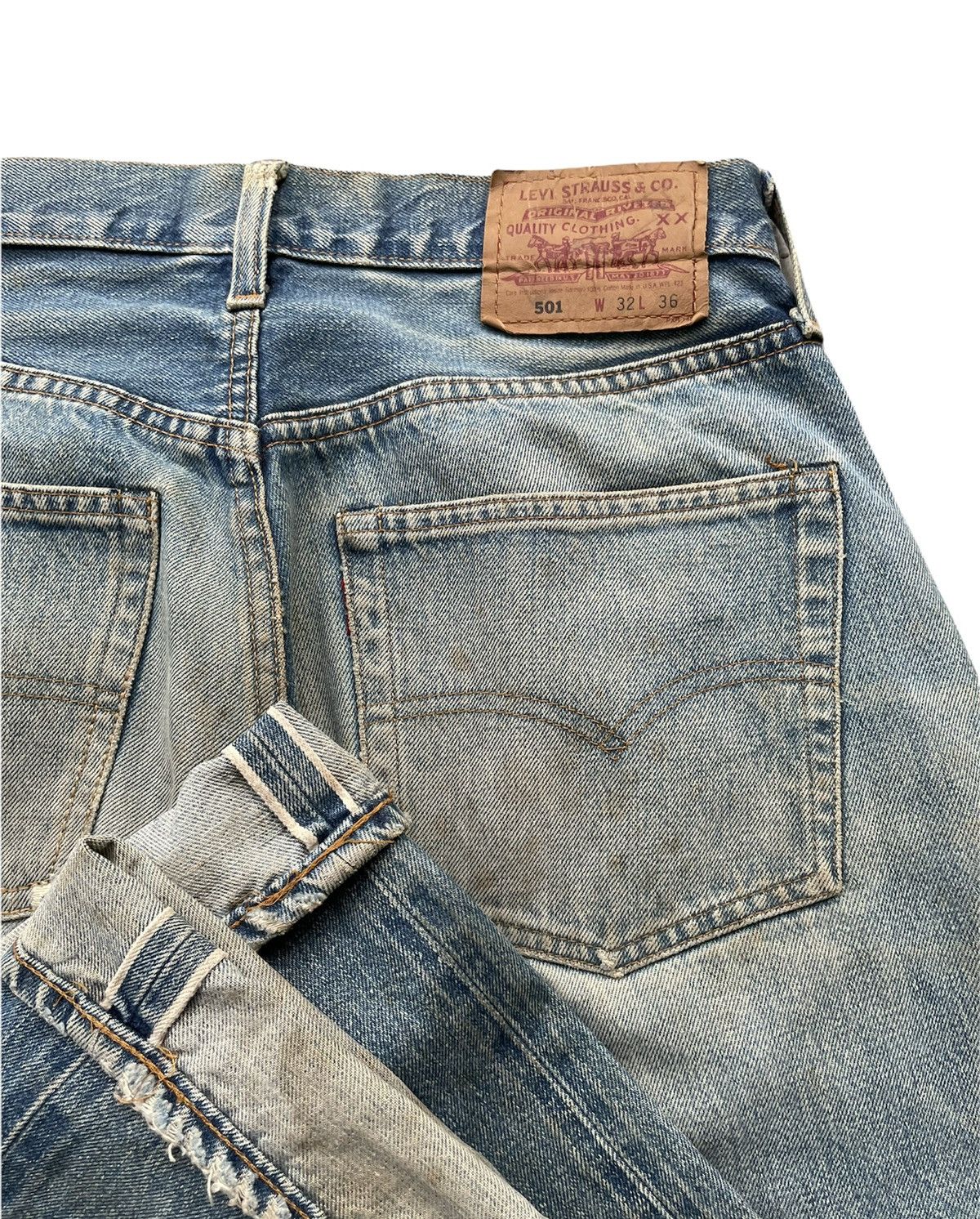 Levi's Vintage Levis 501e Redline 1993 Aging Faded & Rework Denim Size US 30 / EU 46 - 12 Thumbnail