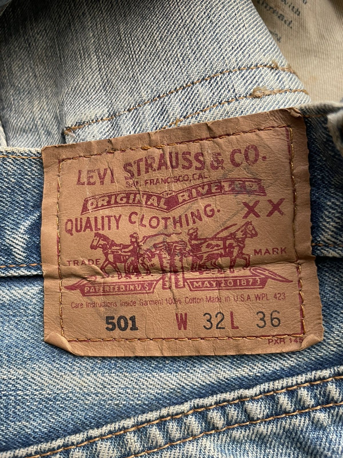 Levi's Vintage Levis 501e Redline 1993 Aging Faded & Rework Denim Size US 30 / EU 46 - 15 Thumbnail