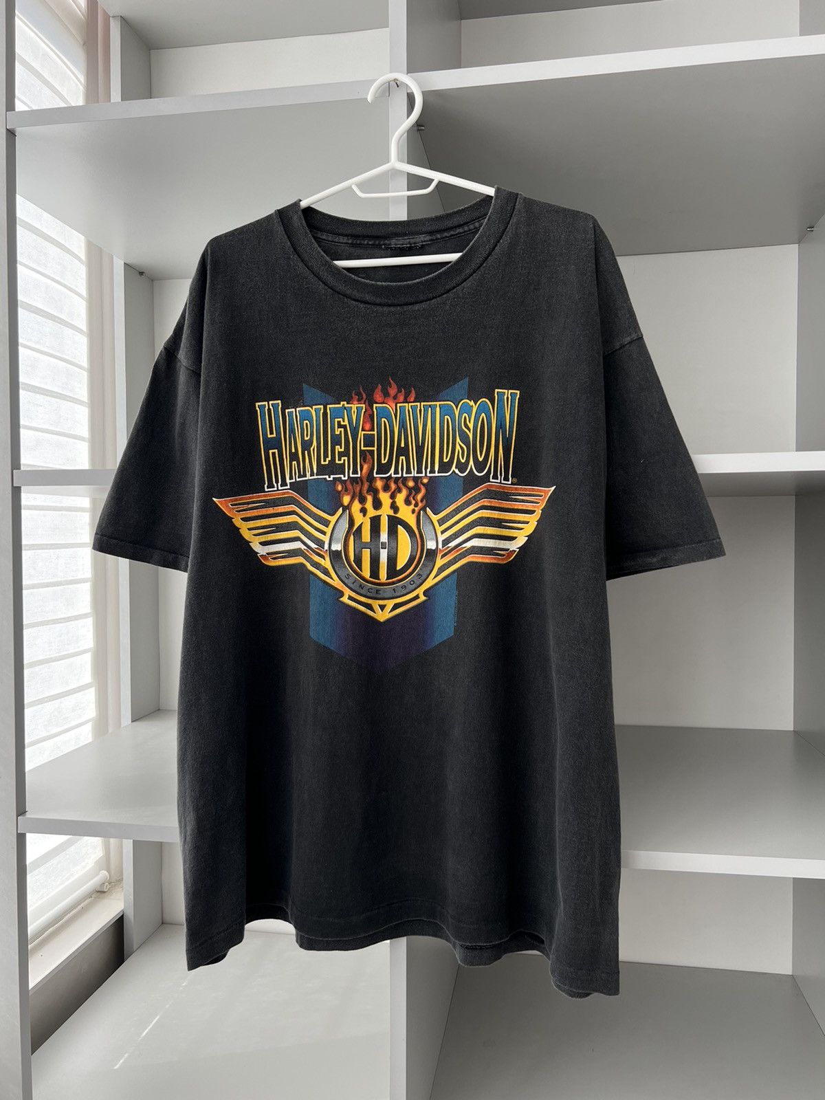 image of Harley Davidson Vintage 1993 Motorcycles T Shirt in Black, Men's (Size XL)