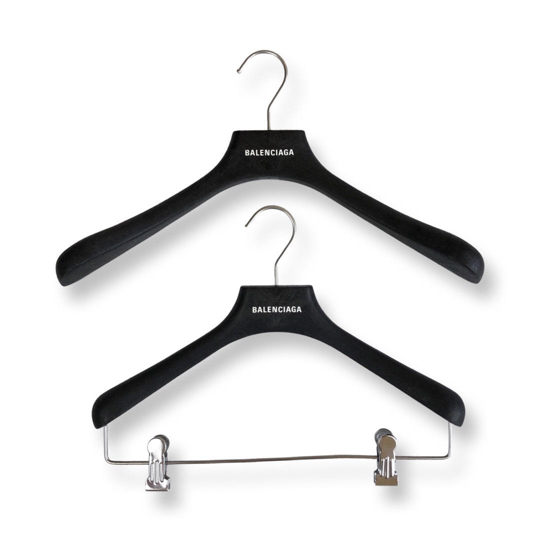 image of Balenciaga Stone Effect Logo Hangers in Black, Men's