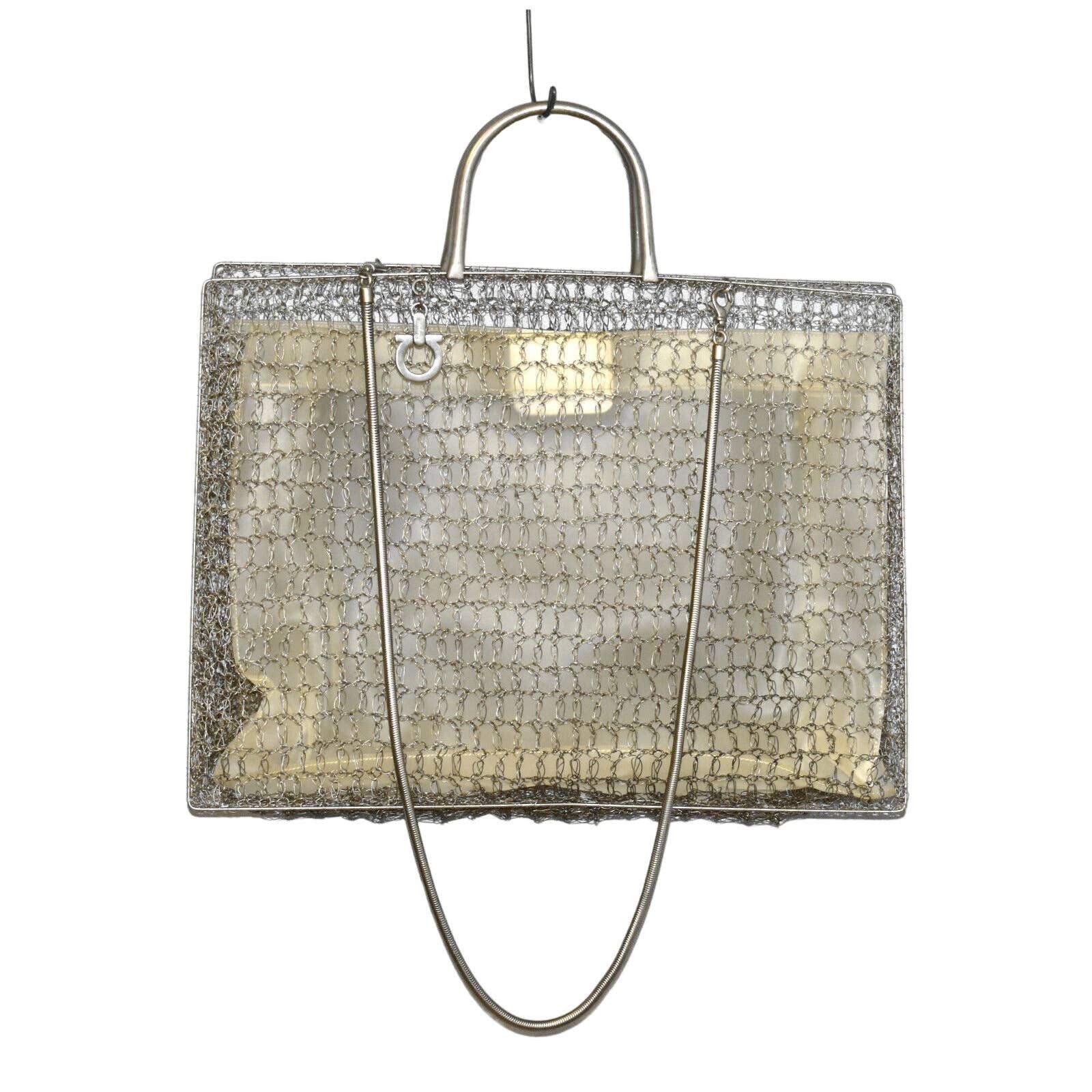 Salvatore Ferragamo G0 SALVATORE FERRAGAMO Metallic Wire Mesh Tote Handbag Bag Grailed