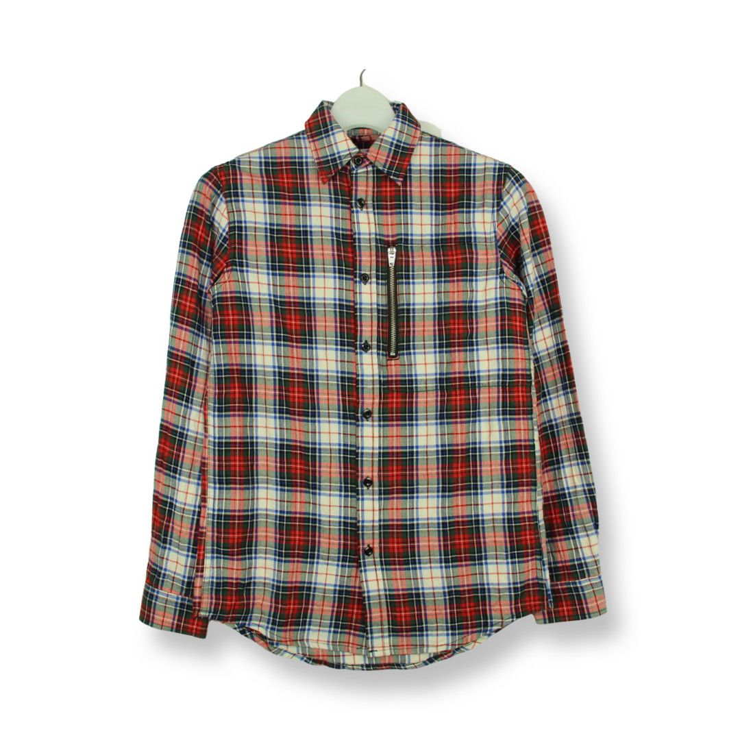 image of R13 Oversized Flannel With Zips in Red, Men's (Size XS)