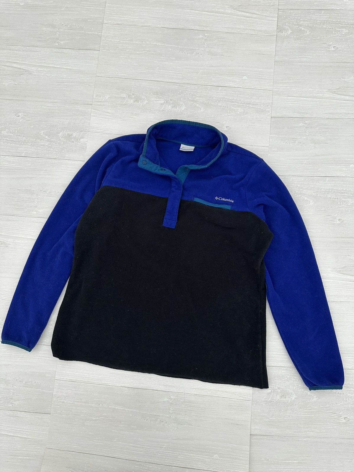 Columbia Blue + Black Fleece Sherpa Zip Jacket Sz. XL