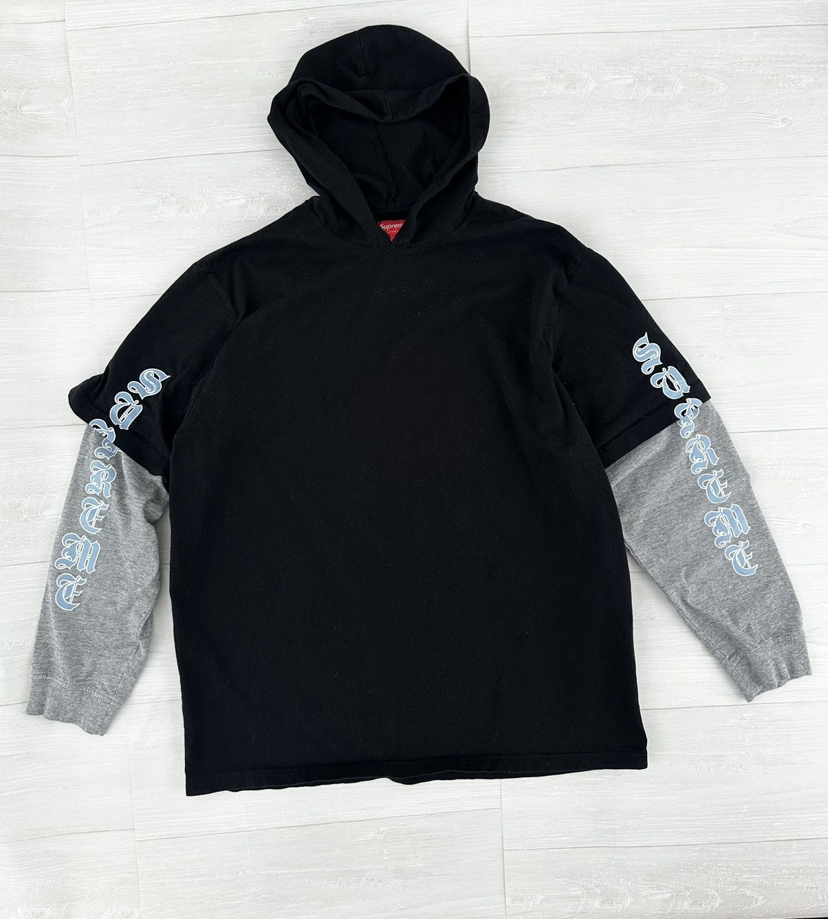 Image of Supreme Layered Hooded L/s Top Black Fw22 Sz. Xl, Men's