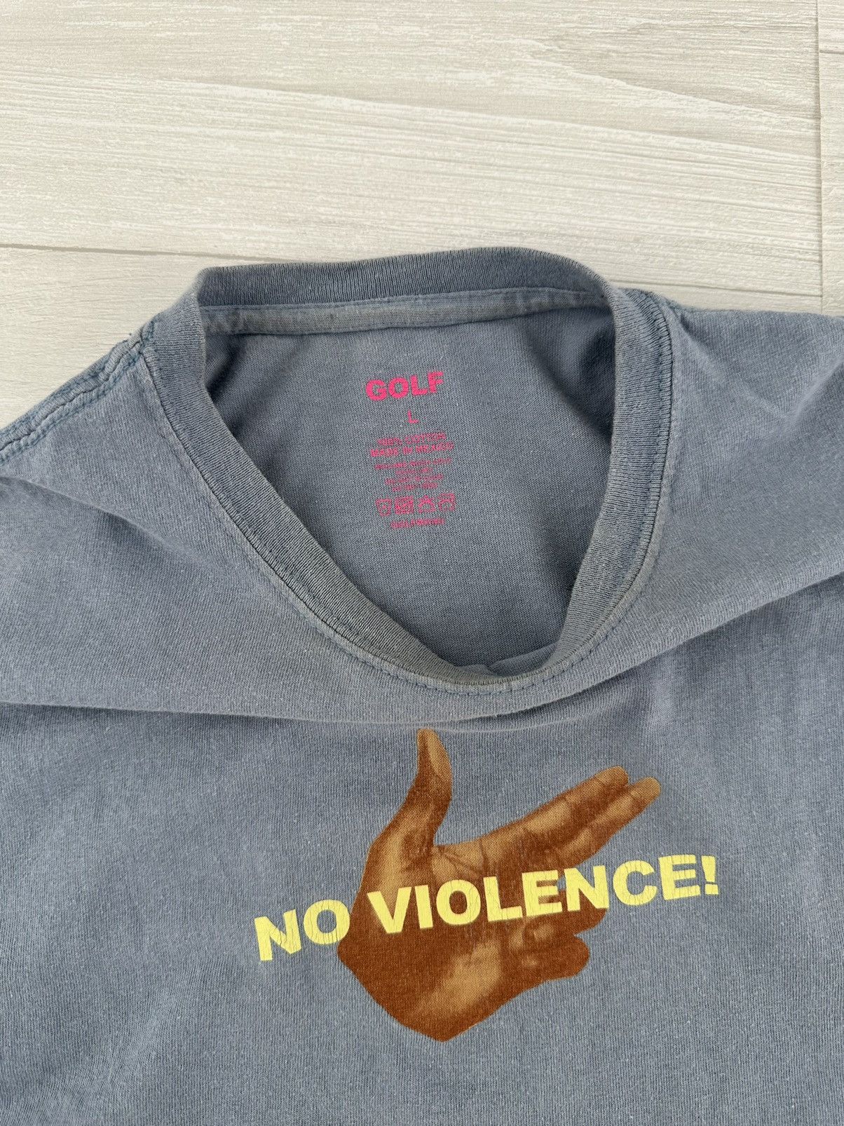 Golf Wang Golf Wang Blue " No Violence " Finger Gun Tee Large Tyler Size US L / EU 52-54 / 3 - 3 Thumbnail