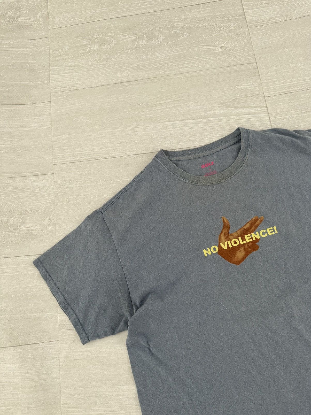 Golf Wang Golf Wang Blue " No Violence " Finger Gun Tee Large Tyler Size US L / EU 52-54 / 3 - 2 Thumbnail