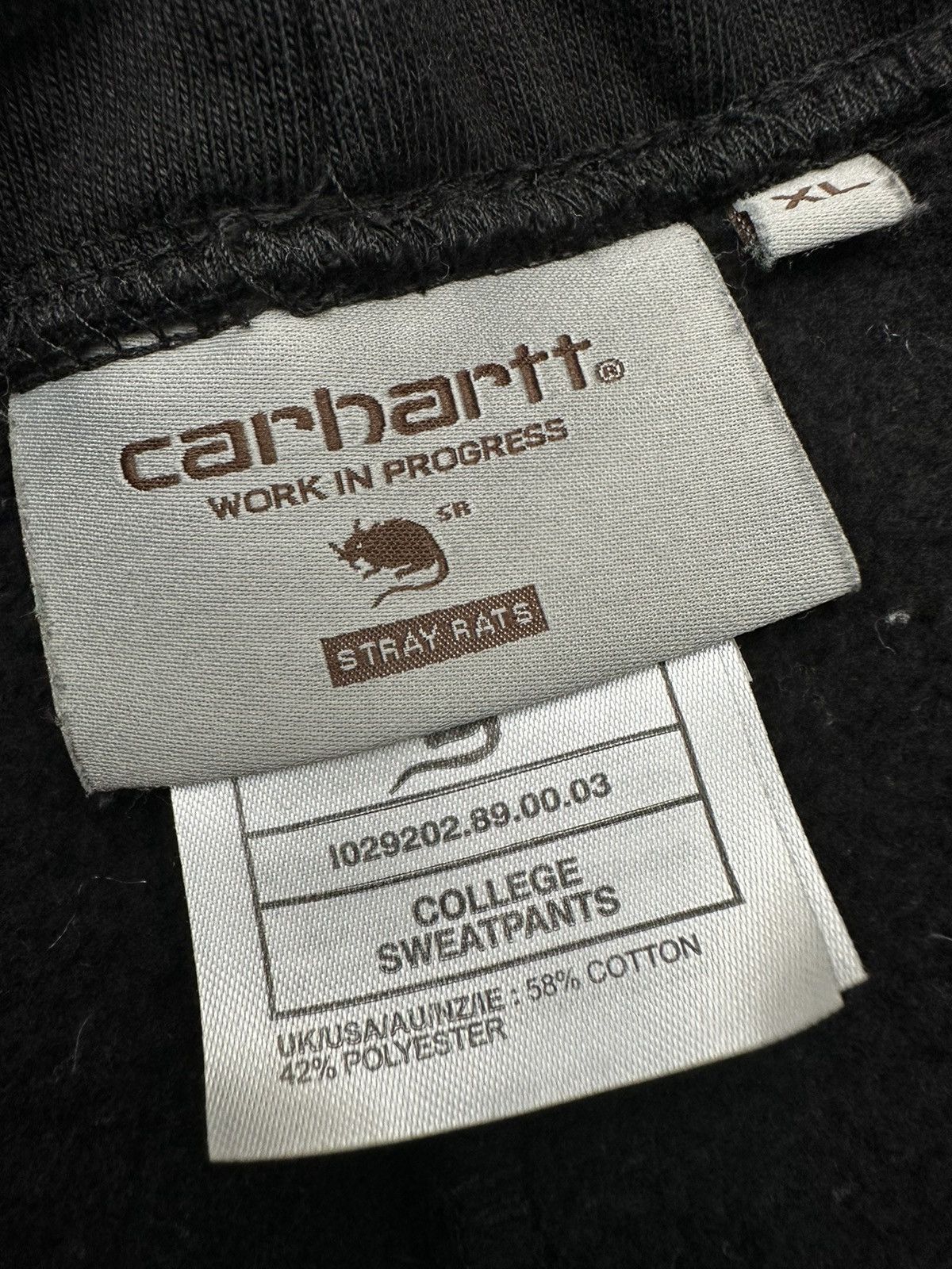 Carhartt Wip × Stray Rats Carhartt W.I.P Stay Rats Black Chase Sweatpants Joggers XL Size US 36 / EU 52 - 4 Thumbnail