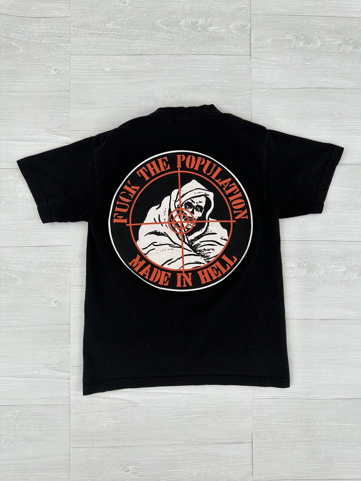 image of Fuck The Population Black Made In Hell Reaper Tee Black, Men's (Size Small)