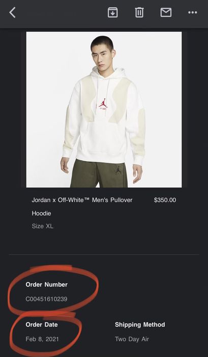 JORDAN x OFF-WHITE white HOODIE SIZE: XL