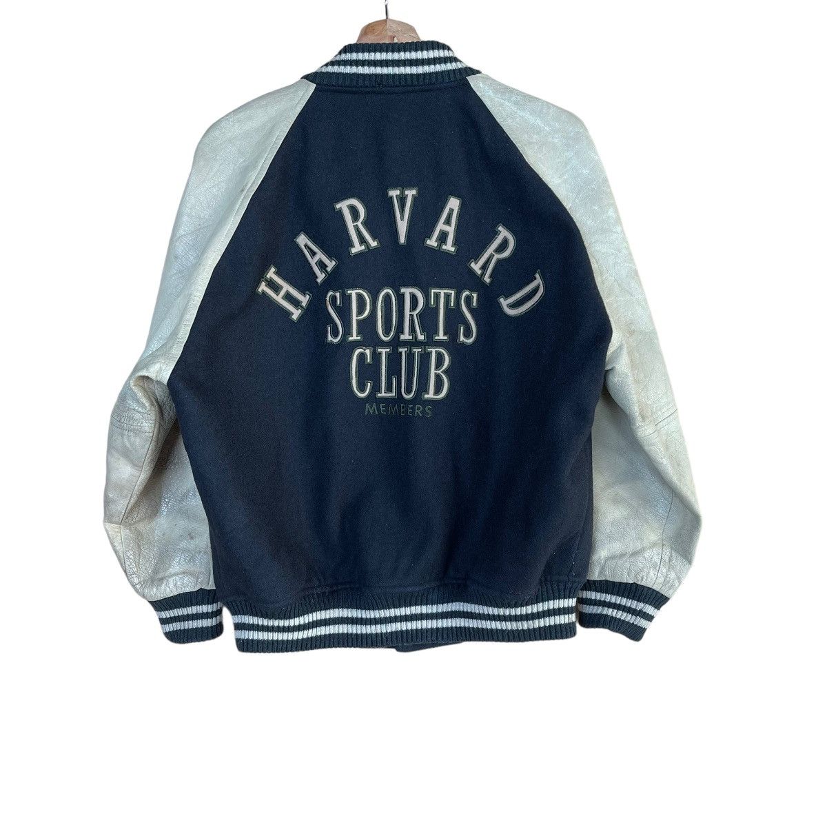 image of 90's Harvard Sports Club Wool Varsity Leather Sleeve Jacket, Men's (Size Medium)