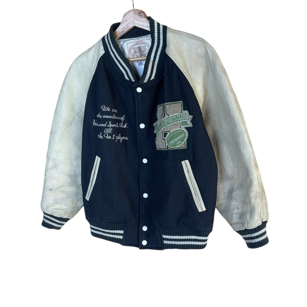 Other 90s Harvard Sports Club Wool Varsity Leather Sleeve Jacket Size US M / EU 48-50 / 2 - 9 Thumbnail