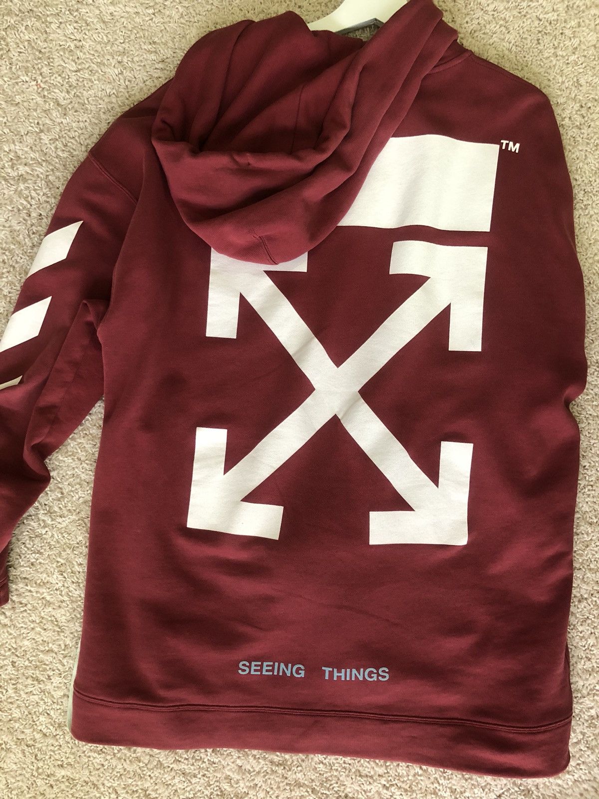 Off White Off white Seeing Things Red Maroon Hoodie Grailed