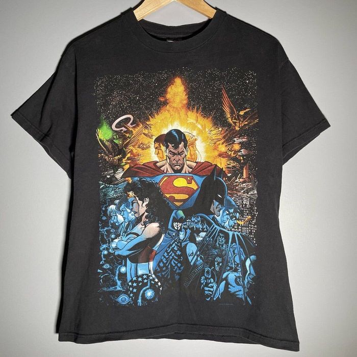 Vintage VTG Y2K DC Comics Justice League Superheroes Black T Shirt ...