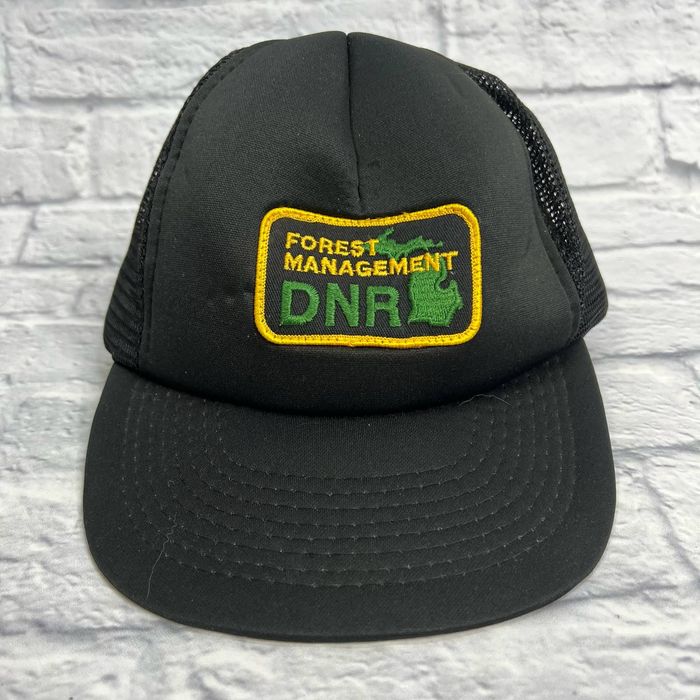 1 Vintage Forest Management DNR Mesh Snapback Hat Black Patch | Grailed