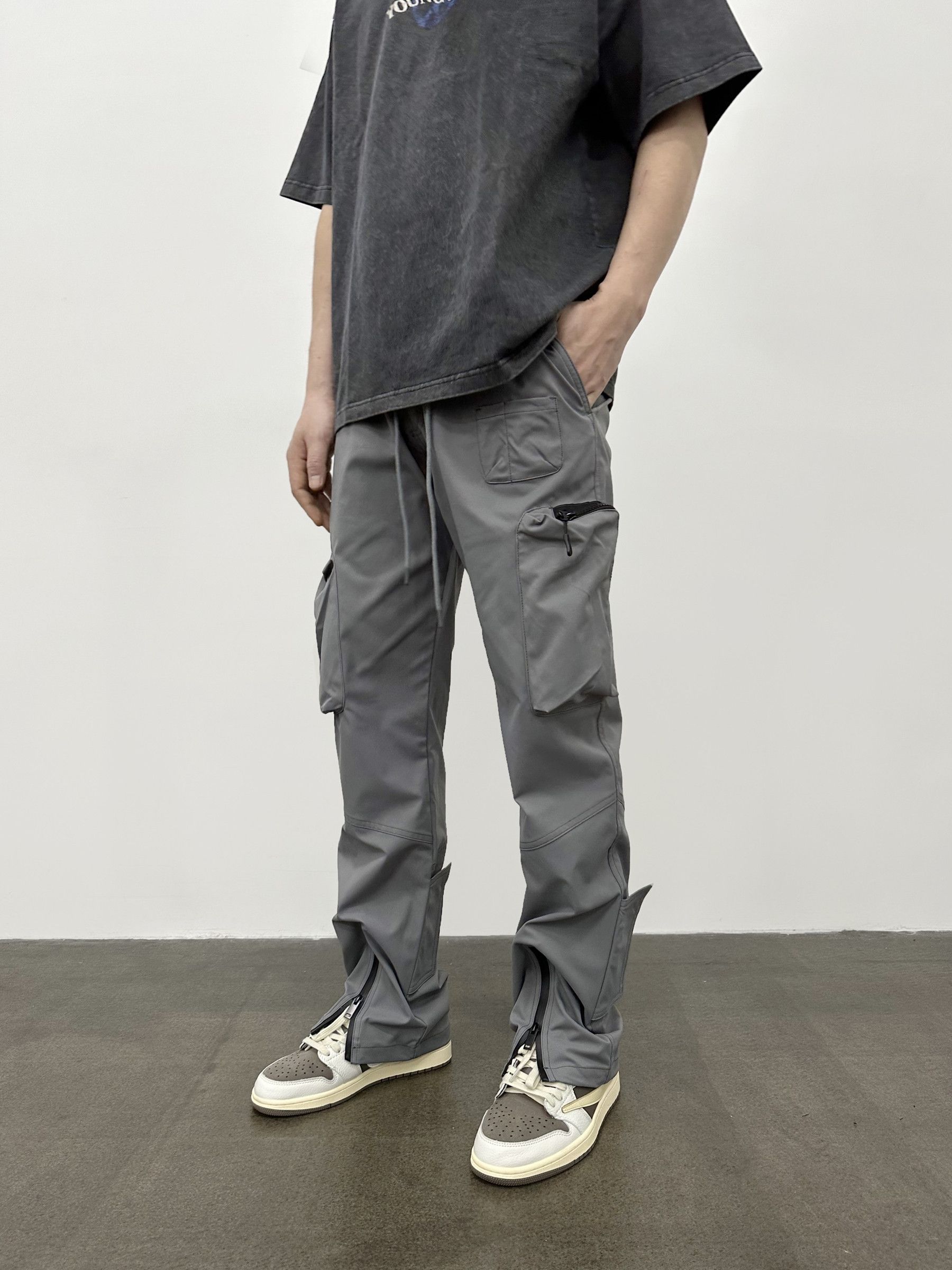 function zipper tactical flared cargo pants