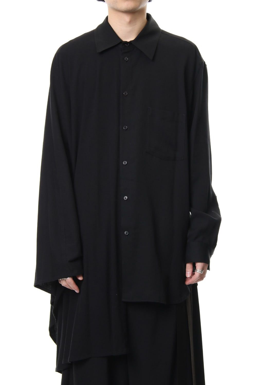 image of Groundy x Yohji Yamamoto Light Manto Docking Shirt Asymmetric in Black, Men's (Size Large)