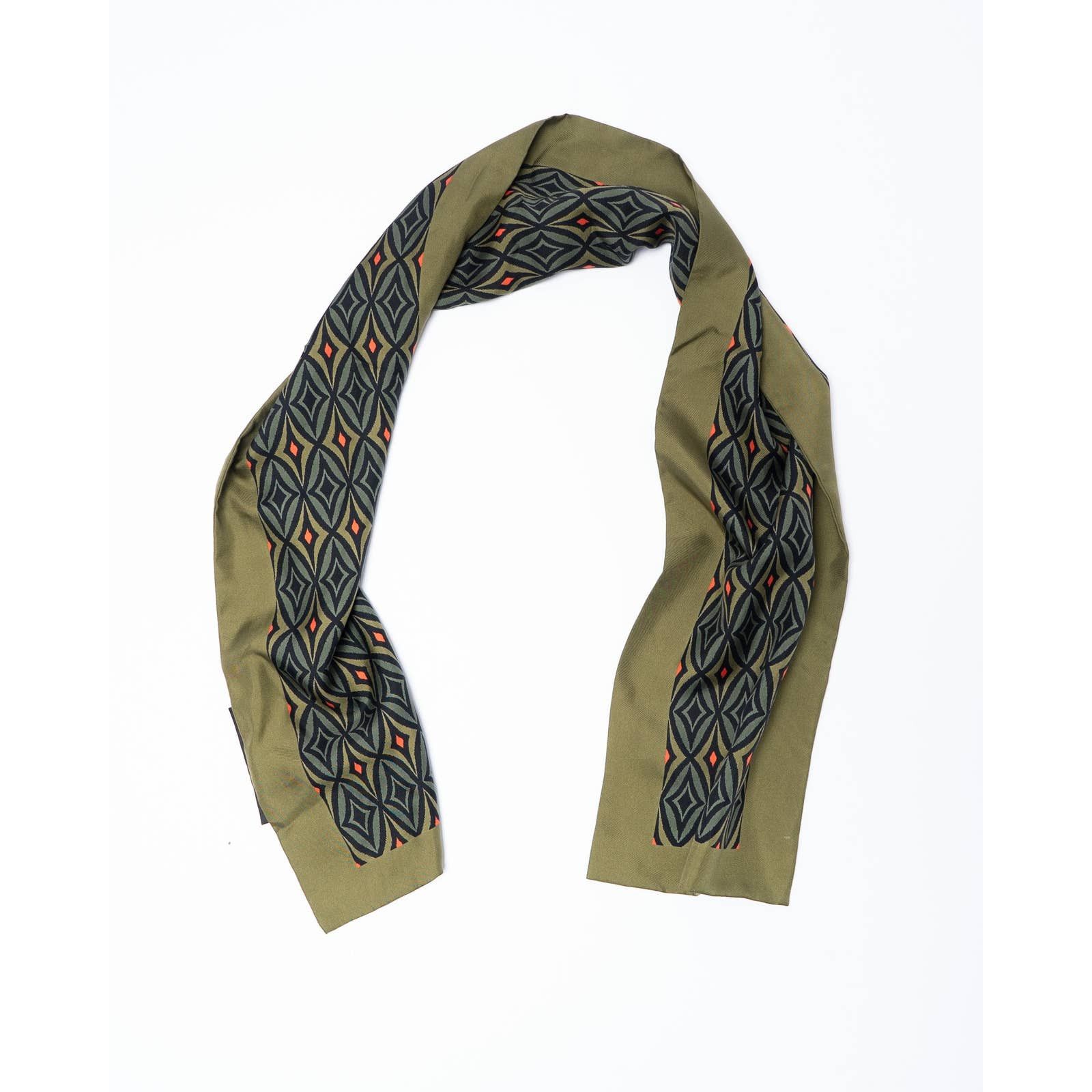 Haider Ackermann FW20 Green Geometric Silk Scarf Size 30 - 1 Thumbnail