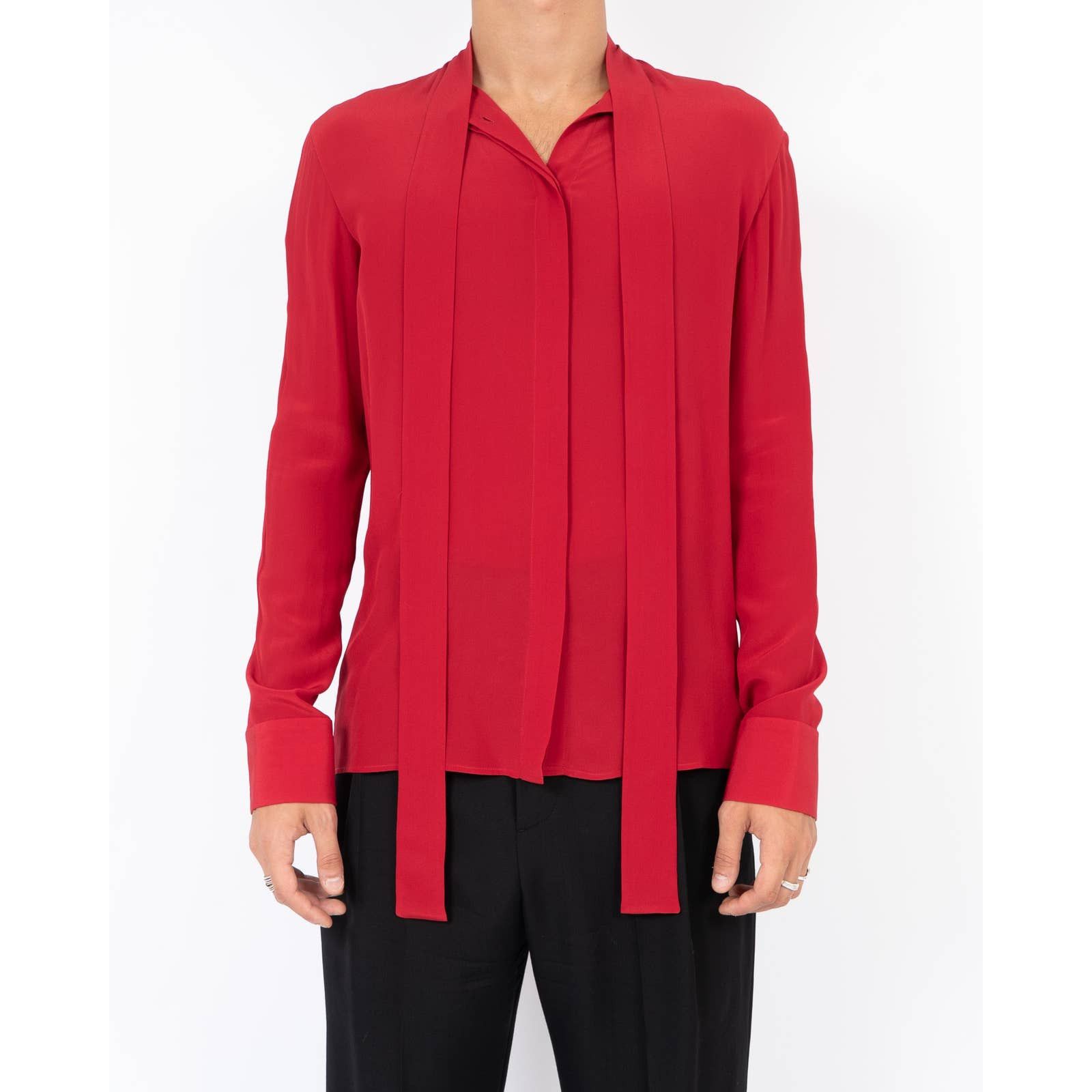 image of Haider Ackermann Fw19 Sophora Red Silk Shirt Sample, Men's (Size Small)