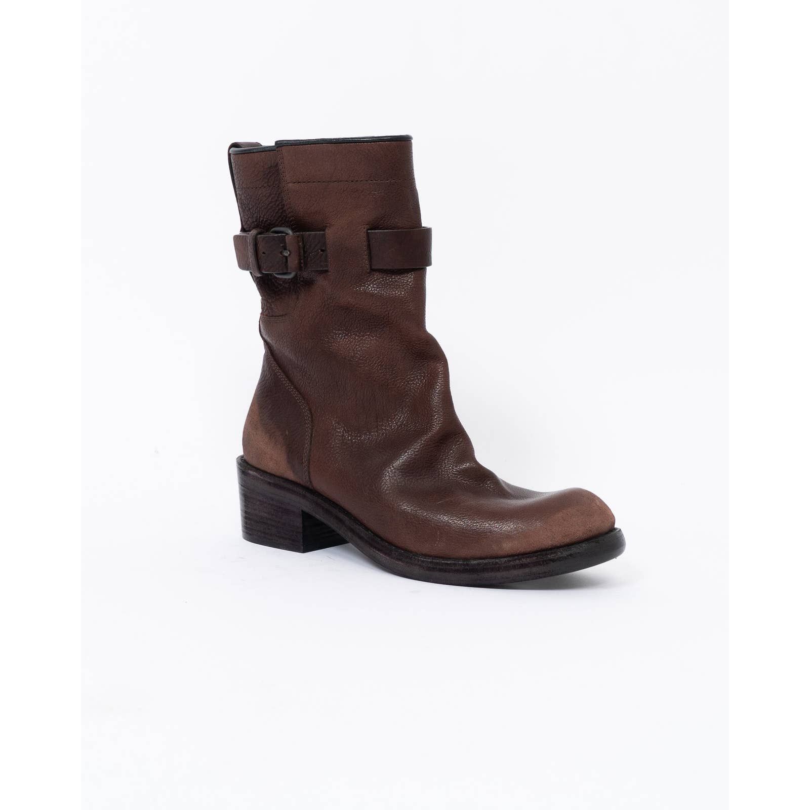 image of Haider Ackermann Fw17 Brown Dean Engeneer Leather Boots, Men's (Size 11)