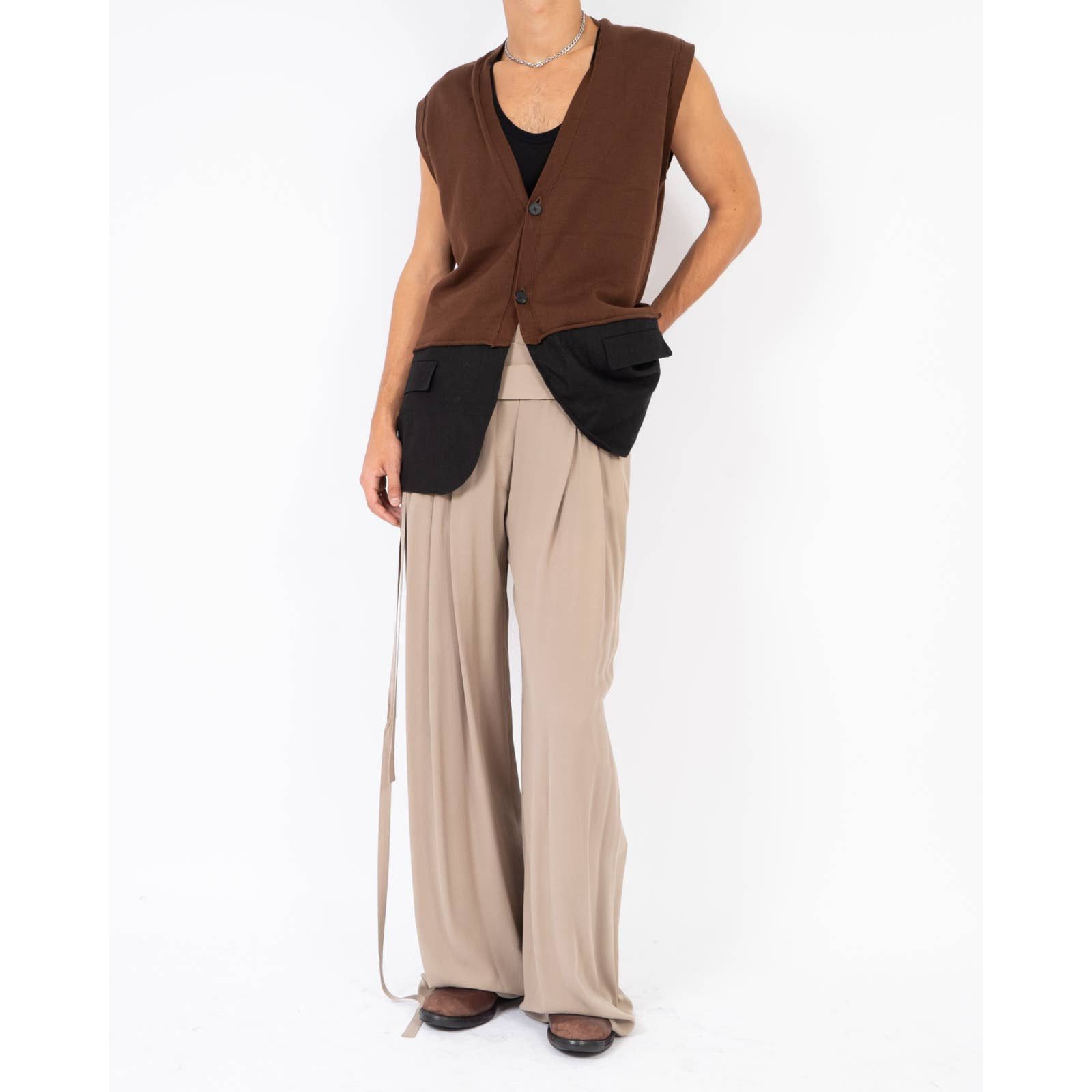 Haider Ackermann SS07 Belted Mud Beige Silk Trousers Size US 30 / EU 46 - 6 Thumbnail