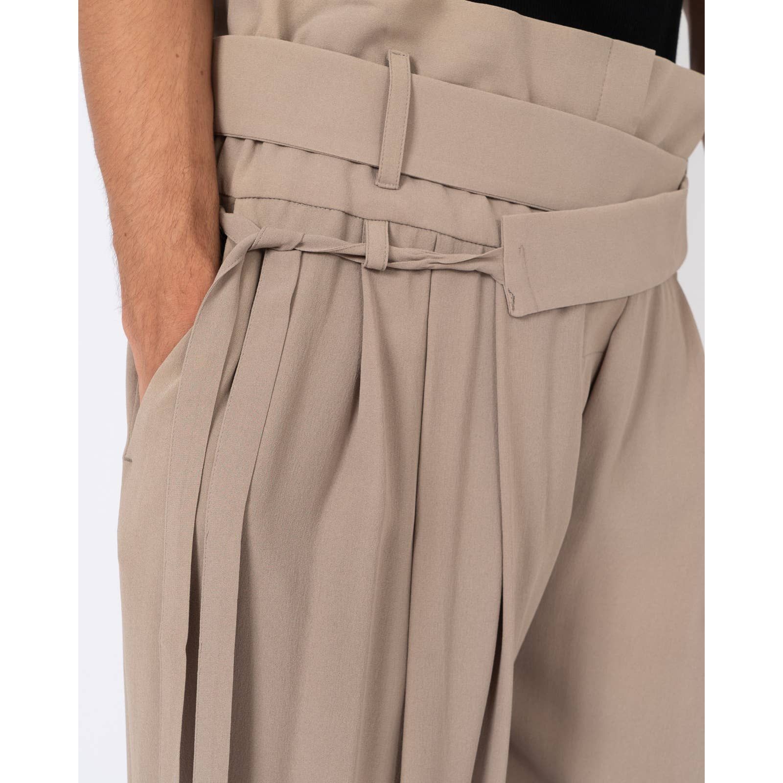 Haider Ackermann SS07 Belted Mud Beige Silk Trousers Size US 30 / EU 46 - 2 Thumbnail