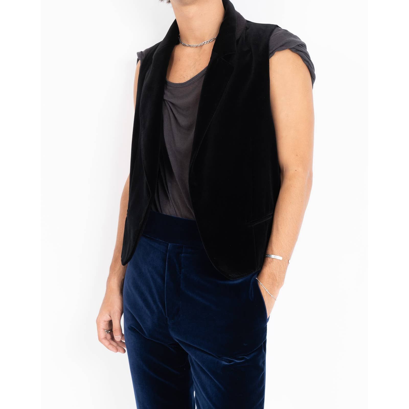 Haider Ackermann FW14 Carignano Black Velvet Waistcoat Sample Size US S / EU 44-46 / 1 - 5 Thumbnail