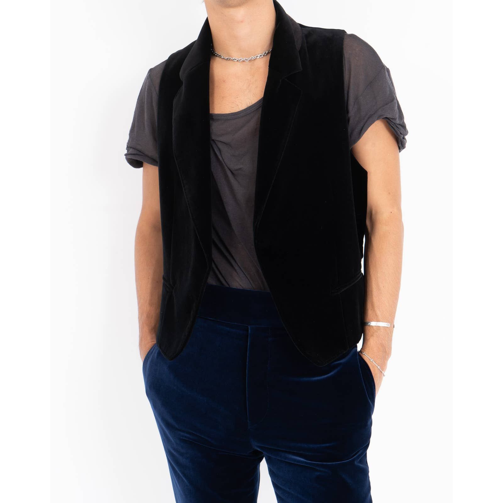 Haider Ackermann FW14 Carignano Black Velvet Waistcoat Sample Size US S / EU 44-46 / 1 - 1 Thumbnail