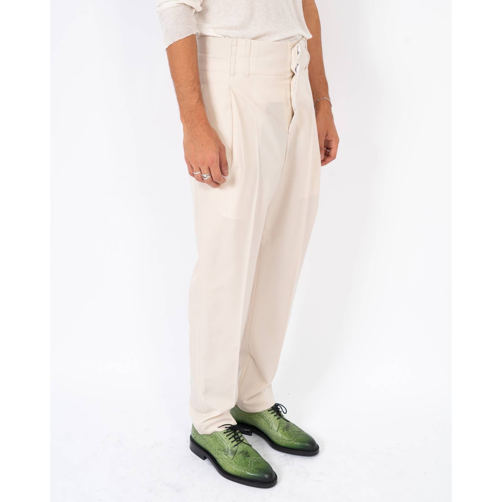 Haider Ackermann SS18 Selenite Cream Pleated Trousers Size US 34 / EU 50 - 4 Thumbnail