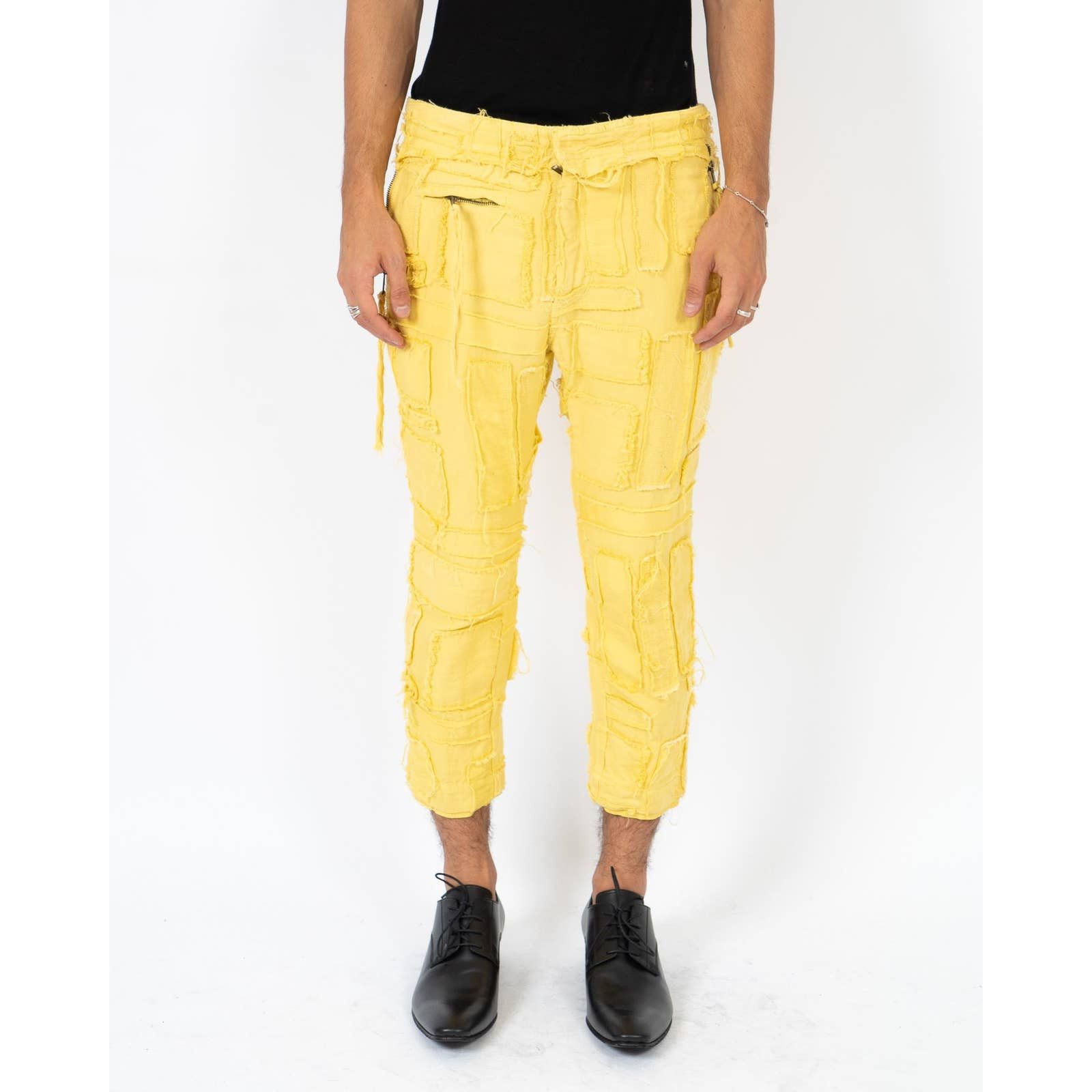 SS16 Yellow Distressed Patchwork Jogger
