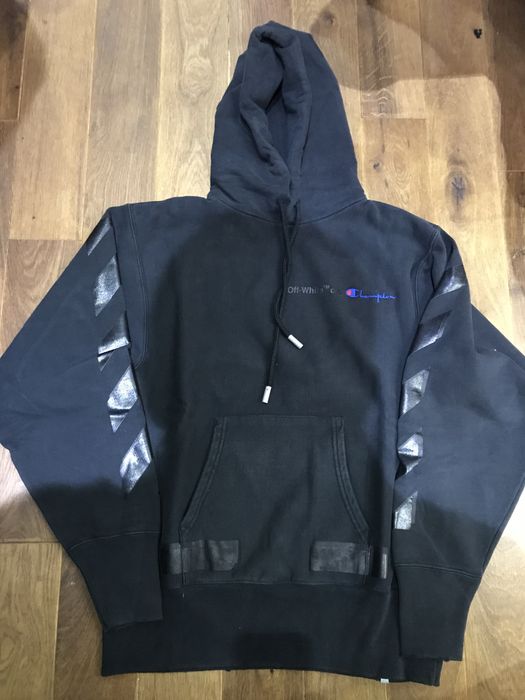 Off-White Off-White X Champion Logo Pullover Hood Black L | Grailed