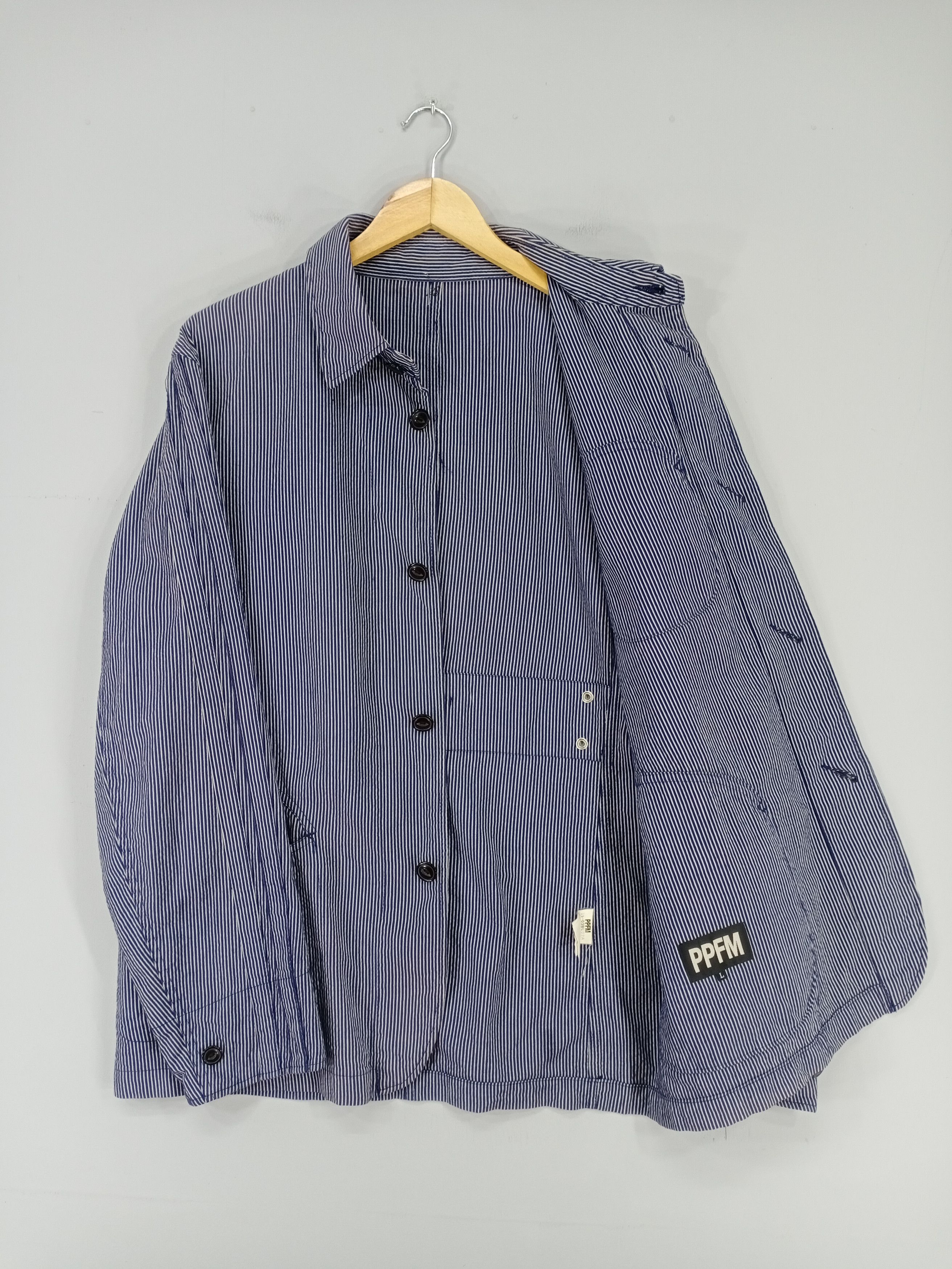 PPFM 💥RARE💥Vintage PPFM Hickory Stripe Button Workwear Jacket Size US L / EU 52-54 / 3 - 7 Thumbnail