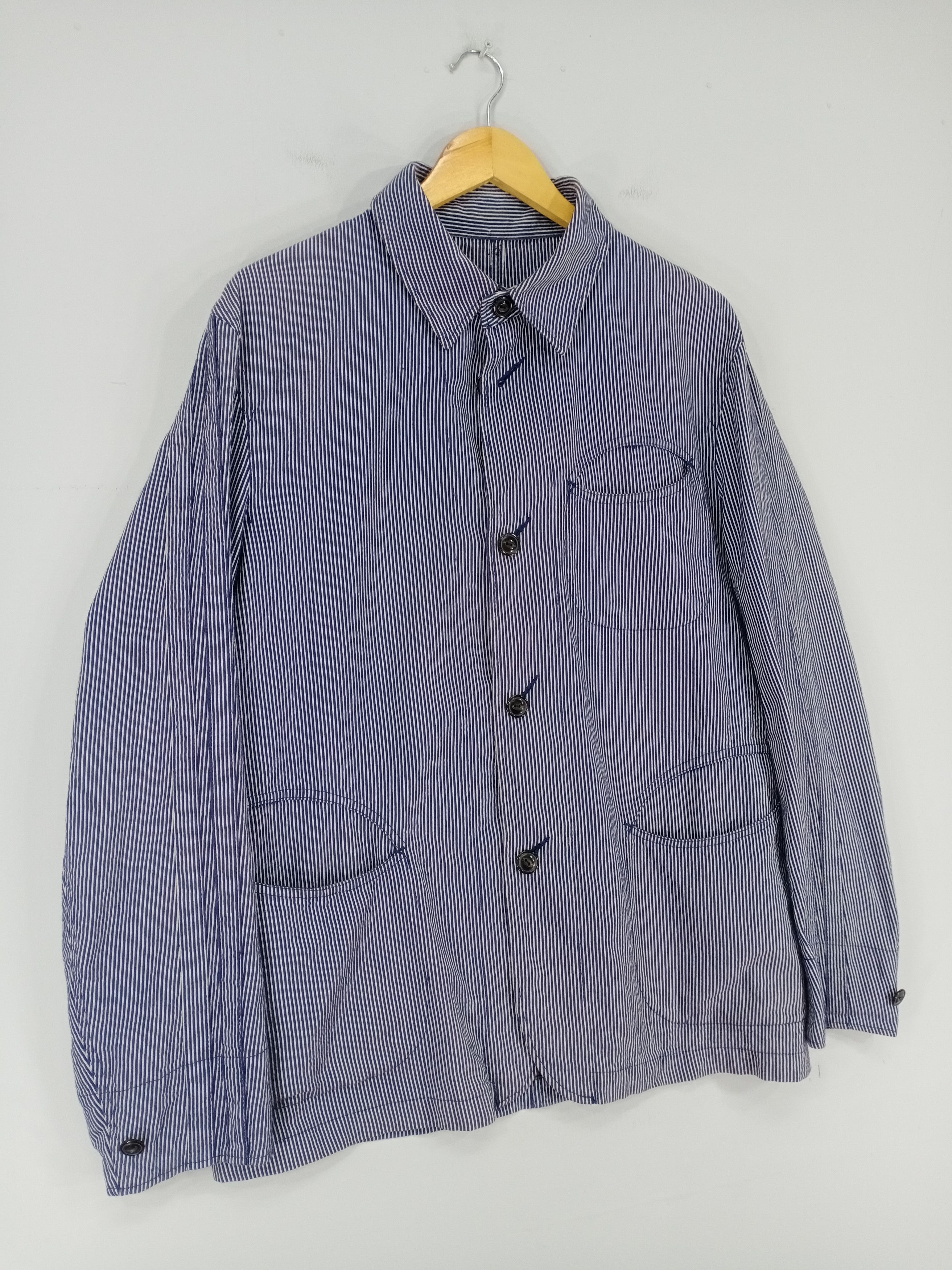 PPFM 💥RARE💥Vintage PPFM Hickory Stripe Button Workwear Jacket Size US L / EU 52-54 / 3 - 2 Thumbnail