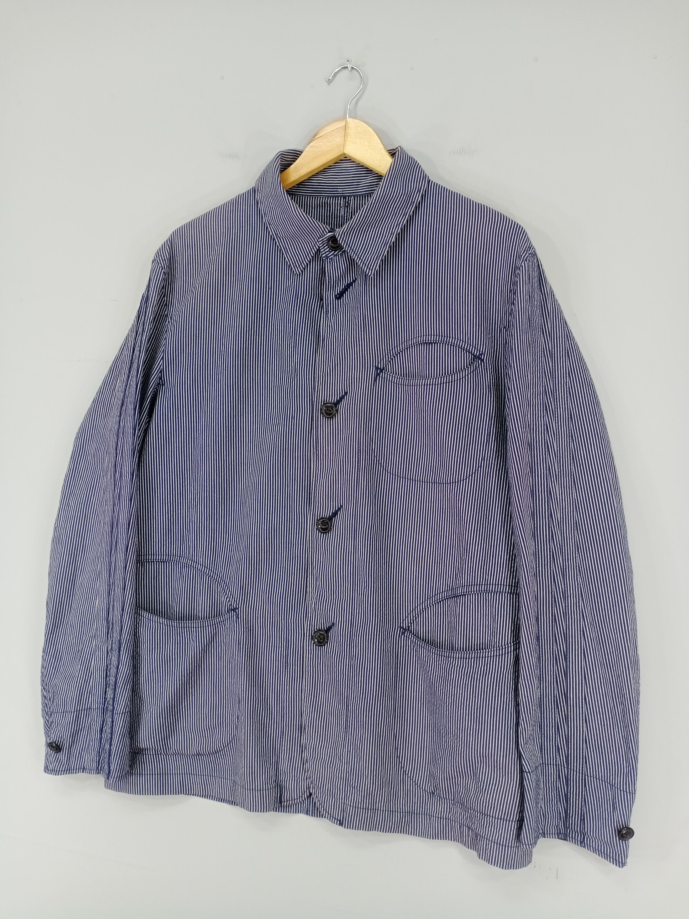PPFM 💥RARE💥Vintage PPFM Hickory Stripe Button Workwear Jacket Size US L / EU 52-54 / 3 - 3 Thumbnail