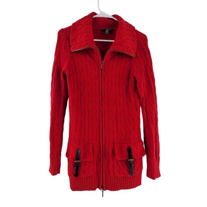 Lauren Ralph Lauren Lauren Ralph Lauren Cable Knit Zip Up Long Sleeve ...