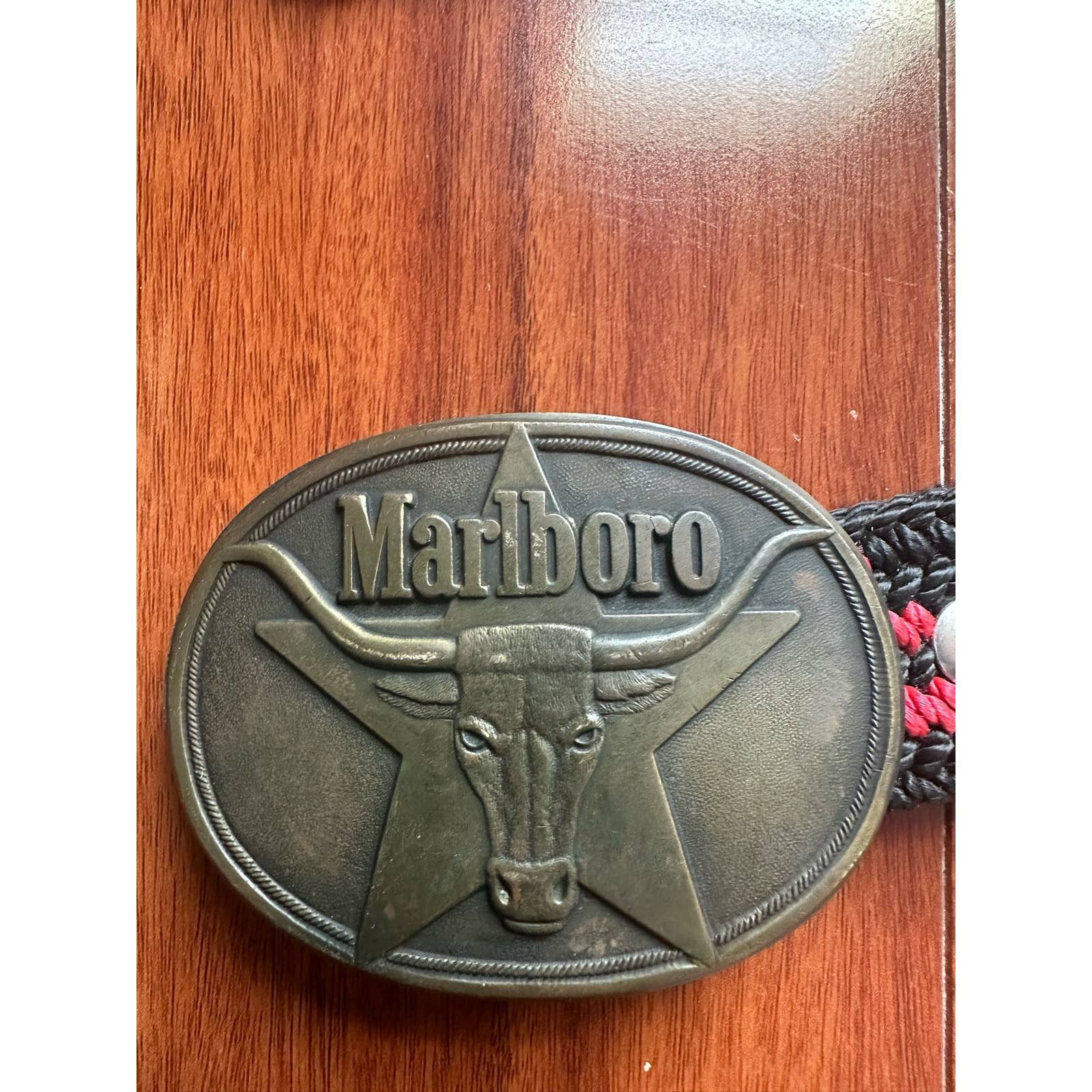 Ceinture Vintage Marlboro En Cuir Marron, Taille M, 3.8 Cm, Style Western - Occasion Bon état